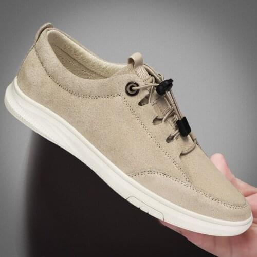 Mens Shoes Suede Leather Sneakers Brand Lace-up Solid Fashion Flats Spring Autumn Antiskid Handmade Casual Footwear High Quality
