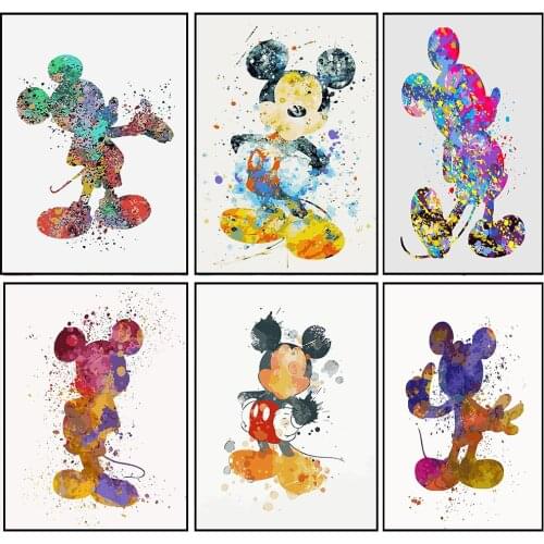 Disney Mickey Mouse Diamond Painting Cartoon Water Color 5D DIY Embroidery Full Drill Set Hobby Kids Gift Mosaic Home Decoration