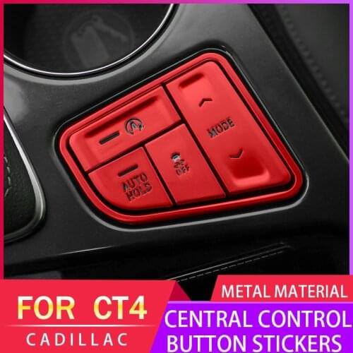 Central Control Button Stickers For Cadillac CT4 Steering Wheel Button Metal Decorative Protect Scratch-Resistant Interior