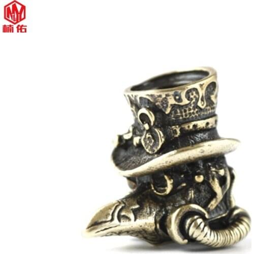 New!!! 1PCS Brass Personality EDC Knife Bead Pure Copper Car Keychain Pendant Outdoor Camping Survival Parachute Paracord Bead