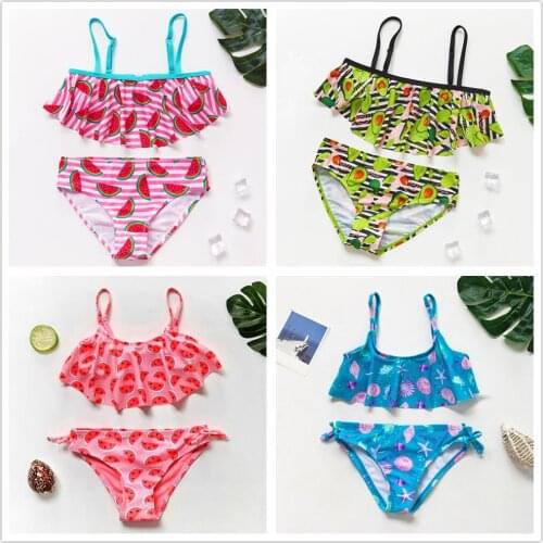 New 2021 Baby Girls Swimwear 2~10Y Girls Swimsuit Two pieces Kids Swimwear Biquini Infantil Toddler Girls Swimming outfit