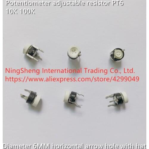 Original new 100% potentiometer adjustable resistor PT6 10K 100K diameter 6MM horizontal arrow hole with hat SWITCH