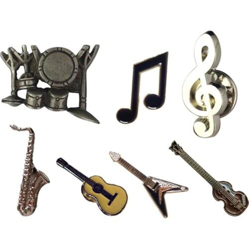 Punk Music Lovely lapel Pin Guitar badge brooch for cap bag Jeans shirt Cool Musical Instruments sax Jewelry Gift(100pcs/lot)