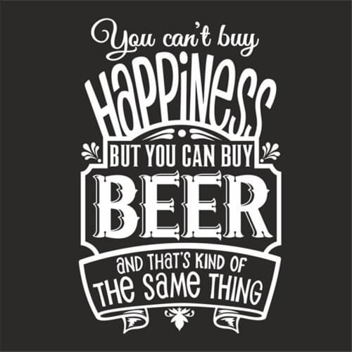 BEER Wall Sticker Pub Wall Decal Decor for Pub Restaurant Cafe Vinyl You Can't Buy Happiness But You Can Buy Beer Sticker HY1369