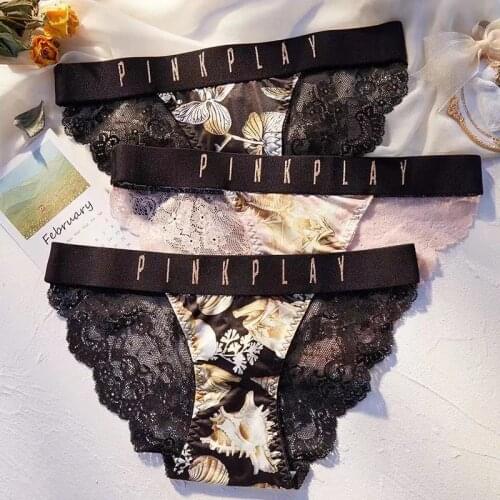 Sexy Lingerie Panty Shell Print Womens Cotton Panties Underwear Seamless Sport Briefs Low Waist Lace Hollow Female Underpants