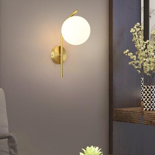 Modern Copper LED Wall Lamp for Bedroom Interior Lighting Wall Lights with 7w E27 Bulb for Living Room Corridor Wall Sconce