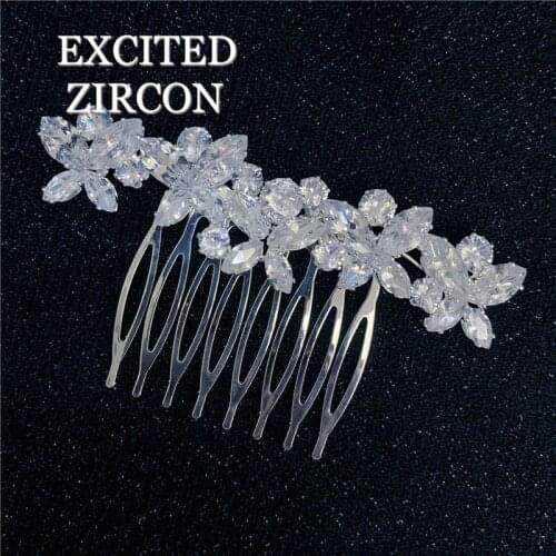 Wedding Zircon Hair Jewelry Bridal Headpiece woman Baroque Rhinestones Crystal Tiaras Bride Party Crowns Wedding Hair Combs