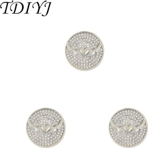 TDIYJ 1Pcs Top Sale 25MM Crystal Claddagh Coin Disc for My Coin Frame Pendants as Women Jewelry