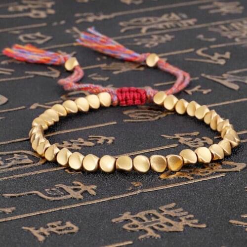Tibetan Braided Knitting Copper Beads Lucky Rope Bracelet Bangle Unisex Jewelry