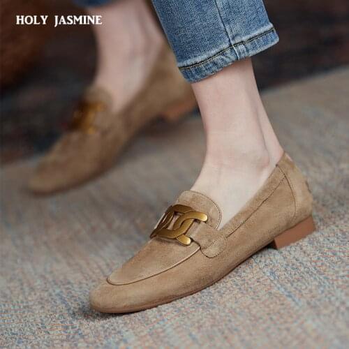 Concise Women Shoes Shallow Genuine Oeather Women Loafers Office Lady Working Thick Heels Pumps for Women 2021 Spring New Women