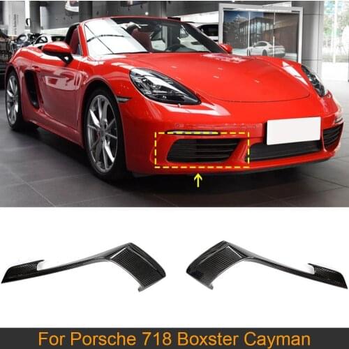 Carbon Fiber Front Bumper Fog Lamp Cover Trim for Porsche 718 Boxster Cayman Standard 2016-2019 Car Front Fog Lamp Cover Trim