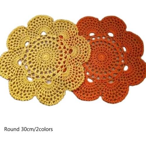 Vintage round cotton placemat cup coaster mug dining kitchen coffee table place mat cloth lace Crochet doily tea pad tableware