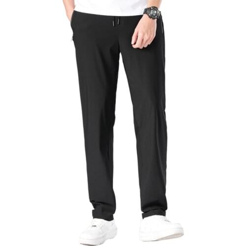 High Quality Casual Big Pants Men Summer Cool Sweatpants Male Trousers Breathable Elastic Plus Size 5XL 9XL150KG Black Pants