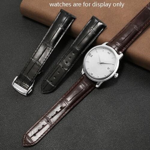 High Quality Crocodile Leather Strap 19 20 21 22mm Black Brown Bracelet For SEAMASTE 150 300 600 Genuine Leather Watch Chain