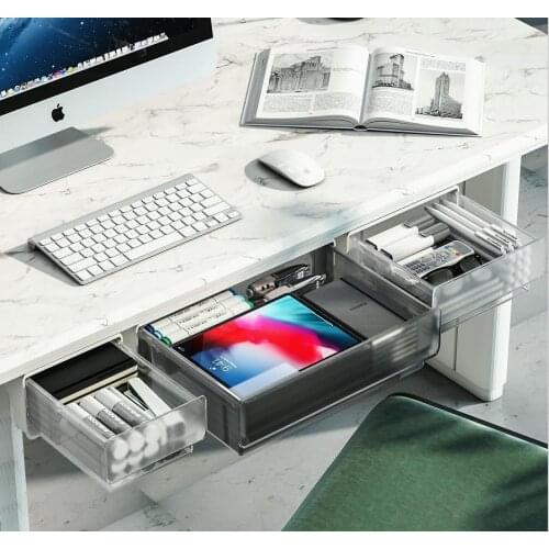 Under Desk Drawer Adhesive Storage Box Desk Organizer Memo Pen Stationary Storage Box
