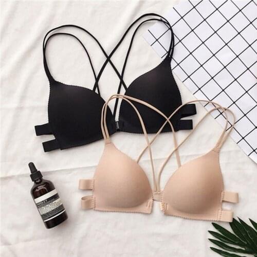 Women Seamless Bra Thin Front Closure Underwear No Wire Girls Tube Top Soft Breathable Vest Bras