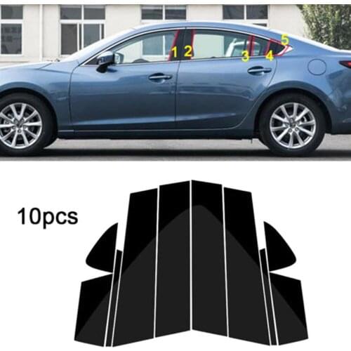 10PC Window Pillar Posts trim Cover Molding for Mazda 6 Atenza 2014-2018 Middle BC Column Sticker