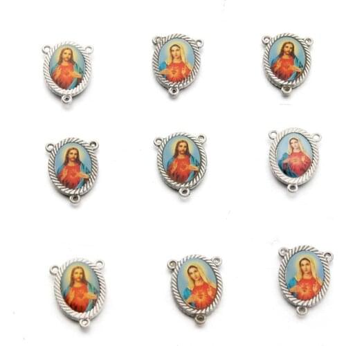 12 PCS/lot Catholic Rosary Center Accessory Many Color Saint Figures Jeuse Mary Fatima