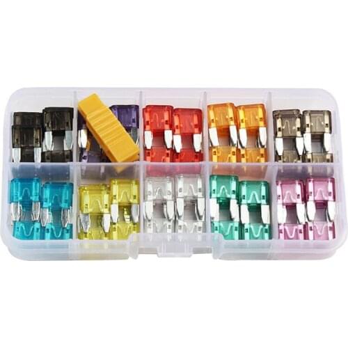 120Pcs Profile Small Size Blade Car Fuse Assortment Set for Auto Car Truck 2/3/5/7.5/10/15/20/25/30/35A Fuse with Plastic Box
