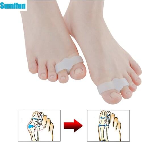 2Pcs Soft Silicone Gel Big Toe Two Holes Thumb Valgus Hallux Separator Thumb Foot Fingers Protector Corrector Pedicure Foot Care