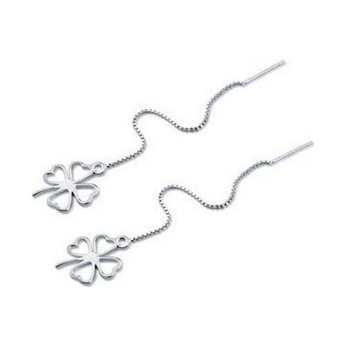 2016 classic four leaf style 925 sterling silver drop earrings for women wholeale jewelry hot sell