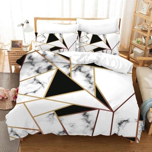3D Geometric Marble Adult Bedding Set 2/3 Piece Down Quilt Cover Pillowcase Printed King Queen Large Size Bedding Set