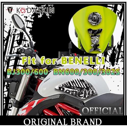 KODASKIN 3D Printing Gas Traction Tank Pad Protection Sticker Decal Black and White Fit for BENELLI BJ300/600 BN600/300/302S