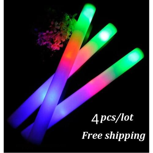 4 pcs/lot LED Foam Stick Colorful Flashing Batons 48cm Red Green Blue Light-Up Stick Festival Party Decoration Concert Prop Bar