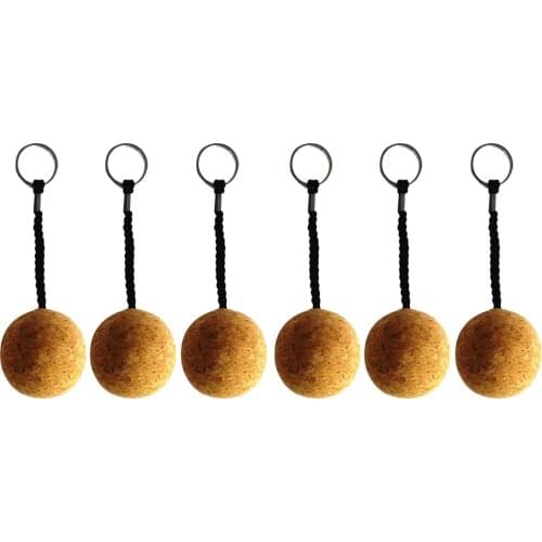 6 Pieces Floating Boat Cork Ball Keyring Key Ring Yachting Water Sports Keychain