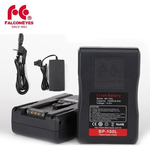 Falcon Eyes BP-100L 6600mAh 14.8V V Mount Battery with Adapter Charger for RX-12TD RX-18TD RX-24TDX RX-29TDX RX-36TDX RX-736