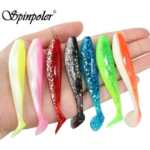 Spinpoler 85mm/4.4g Grub Worm Paddle Tail Soft Bait Plastic Fishing Lure Bream Bass Minnow Swimbait Saltwater Fishing Shad Pesca