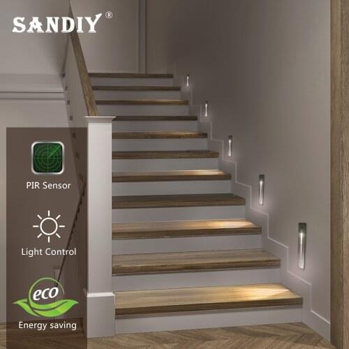 LED Smart Wall Light PIR Motion Sensor Recessed Wall Lamp for Indoor Lobby Corridor Corner Steps&Stair Light Aluminum Panel 3W