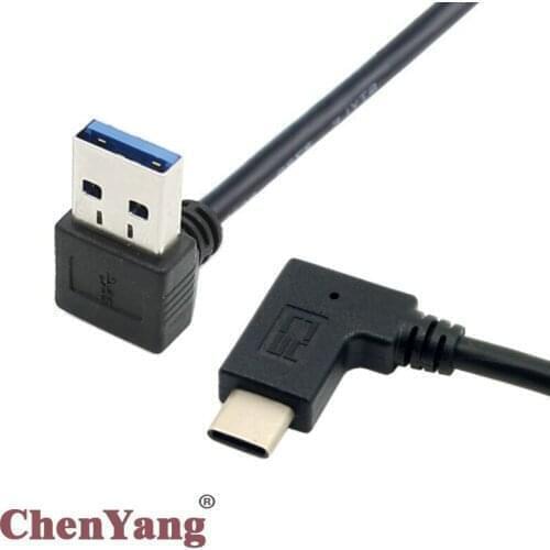CYSM 90 Degree Down Angled A type Male to Reversible USB 3.0 3.1 Type C Male Data Cable 0.3m for Laptop & Tablet & Mobile Phone