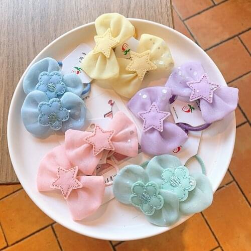 New Childrens Cute Net Yarn Bow Knot Hair Rope Star Flower Baby Fashion Tie Hair Rubber Band Beautiful Girls Hair Accessories