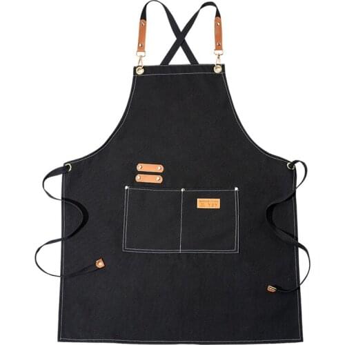 Chef Apron-Barista Cross Back Apron for Men Women with Adjustable Straps and Large Pockets For Bartender,Barber