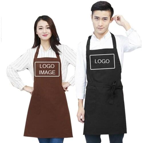 Cotton Kitchen Cooking Pinafore Baking Painting Household Men and Women Service Staff Clothes Custom Coffee Tea Shop Logo Apron