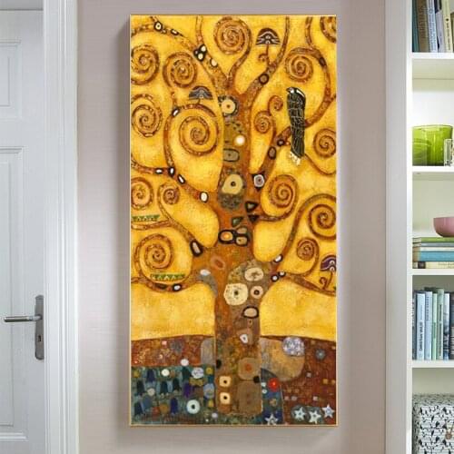 Classical Famous Gustav Klimt Tree of Life Art Canvas Paitnings Reproductions Gustav Klimt Wall Art Picture for Living Room