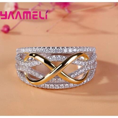 925 Sterling Silver Infinity Love Ring Shining Cubic Zircon Bowknot Letter 8 Eternity Promise Jewelry for Woman Girlfriend