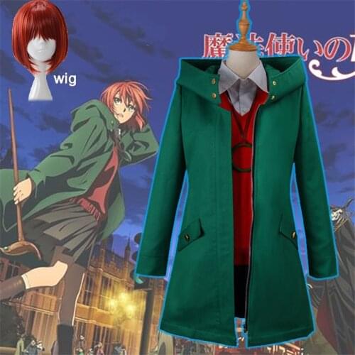 Anime Mahoutsukai no Yome Cosplay Chise Hatori Cosplay Costume The Ancient Magus' Bride Uniforms with Necklace Halloween and wig