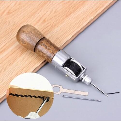 Leathercraft Lock Stitch Sewing Awl Thread Kit Needles Stitch Leather Fabric Grocery #H0VH# Drop shipping