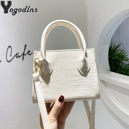 Mini Small Square Bag 2021 New Fashion Quality PU Leather Womens Handbag Vintage Alligator Design Shoulder Messenger Bags Totes