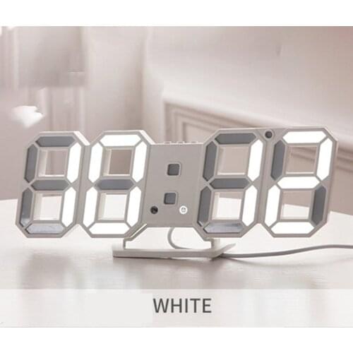 Multifunctional 3D LED Digital Alarm Clock Wake Up Snooze Function Wall Alarm Clock Adjust 3-Leveled Brightness Electric Clock