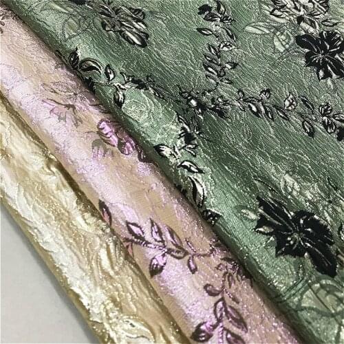 CF1094 Fashion Golden/Green/Rose Flowers High-quality Golden Thread Embossed Jacquard Fabric Women/Kids Dress Coat Cushion DIY