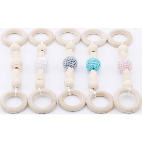 Fashion DIY Baby Teethers Wool Beads Teething Natural Non-toxic Crochet Wool Beads Pacifier Holders Nipples Clips Baby Teethers