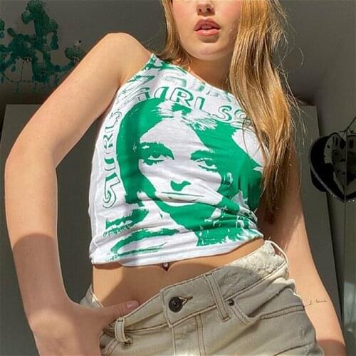 Fashion Printed Vest Women 2021 Summer Sleeveless Slim Fit Tank Tops Ladies Casual Club Punk Sexy Shirts Tops Female