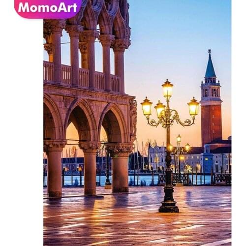MomoArt 5D DIY Diamond Embroidery Street Craft Kit Diamond Painting Building Landscape Cross Stitch Mosaic Wall Decorations
