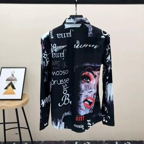 Mens Floral Shirt, Long-sleeved Korean Style Slim Trendy Casual Shirt Mens Fashion Clothing Trends Oversized Button Up Shirt