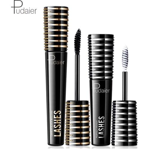 Pudaier makeup set 2pcs 4D silk fiber lashes mascara waterproof long lastingThick curling lengthening black mascara PD058