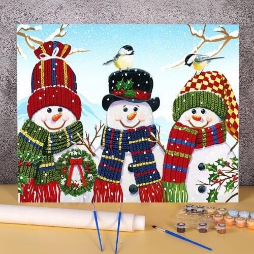 Christmas Snowman DIY Painting By Numbers Package Acrylic Paints 40*50 Oil Painting Wall Paintings Crafts Adults Drawing