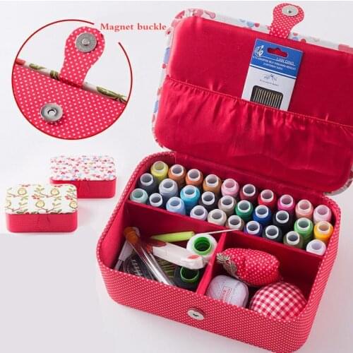 Wedding Fabric Sewing Box Home Wedding Dowry Sewing Kit 33 Stitching Needle Tape Scissor Multifunction Threads